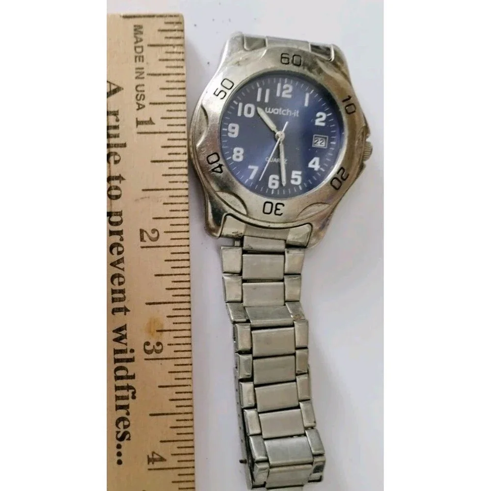 Watch-It EZR3229 Men's Blue Dial Stainless Steel Sport Watch New batteries